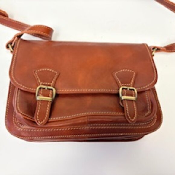 DIVINA FIRENZE Lola Leather Crossbody Bag Brown - Picture 1 of 8
